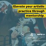 A Native dancer in traditional dress: "Elevate your artistic practice through mentorship."