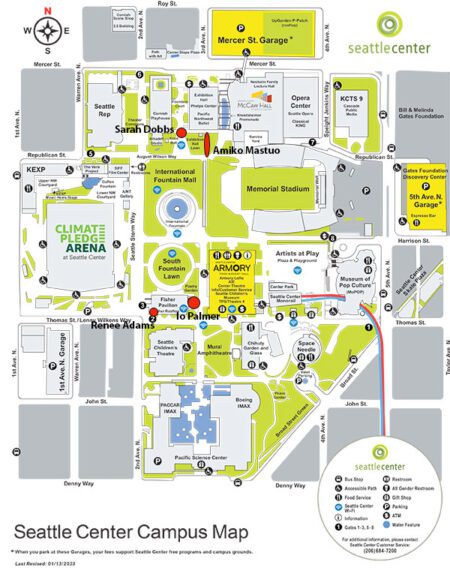 Map to Sculpture Walk at Seattle Center