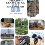 Collage of various Public Art pieces with text that reads "Coming soon, East Marginal Way artwork. Artist Will Schlough"